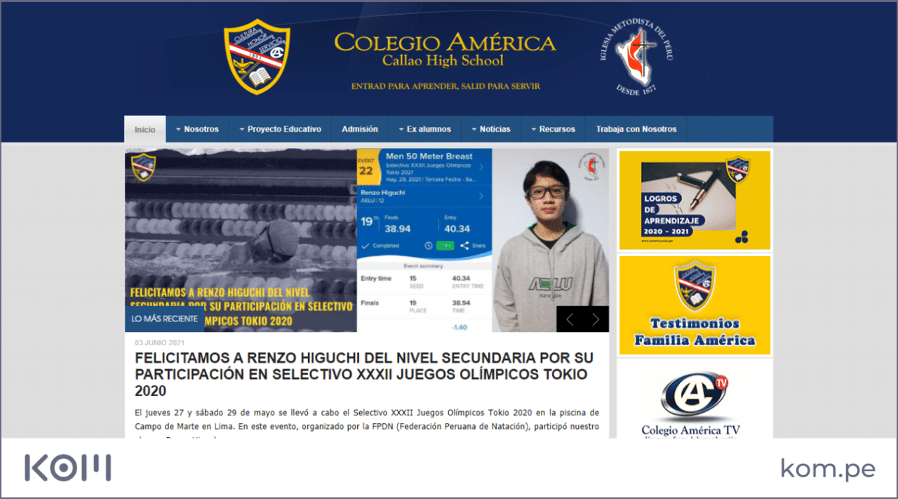 ᐈ 5 ejemplos de páginas web de colegios o centros educativos en Perú KOM Hypertext ᐈ 5 ejemplos de páginas web de colegios o centros educativos en Perú KOM Hypertext