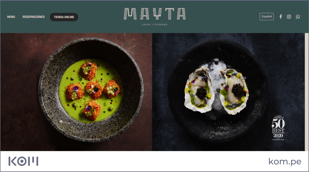 ᐈ 7 ejemplos de páginas web de restaurantes en Perú | KOM Hypertext