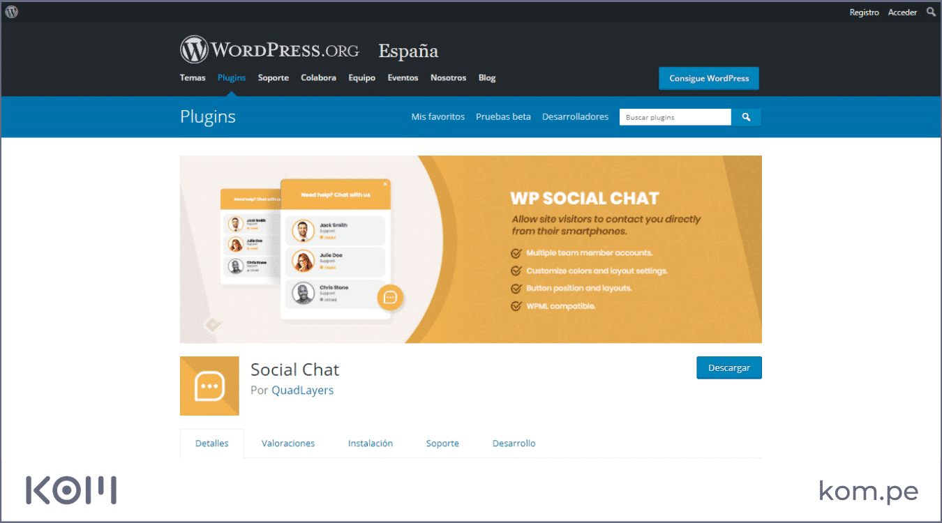wp social chat plugin wordpress las mejores paginas web en peru por rubros diseno seo