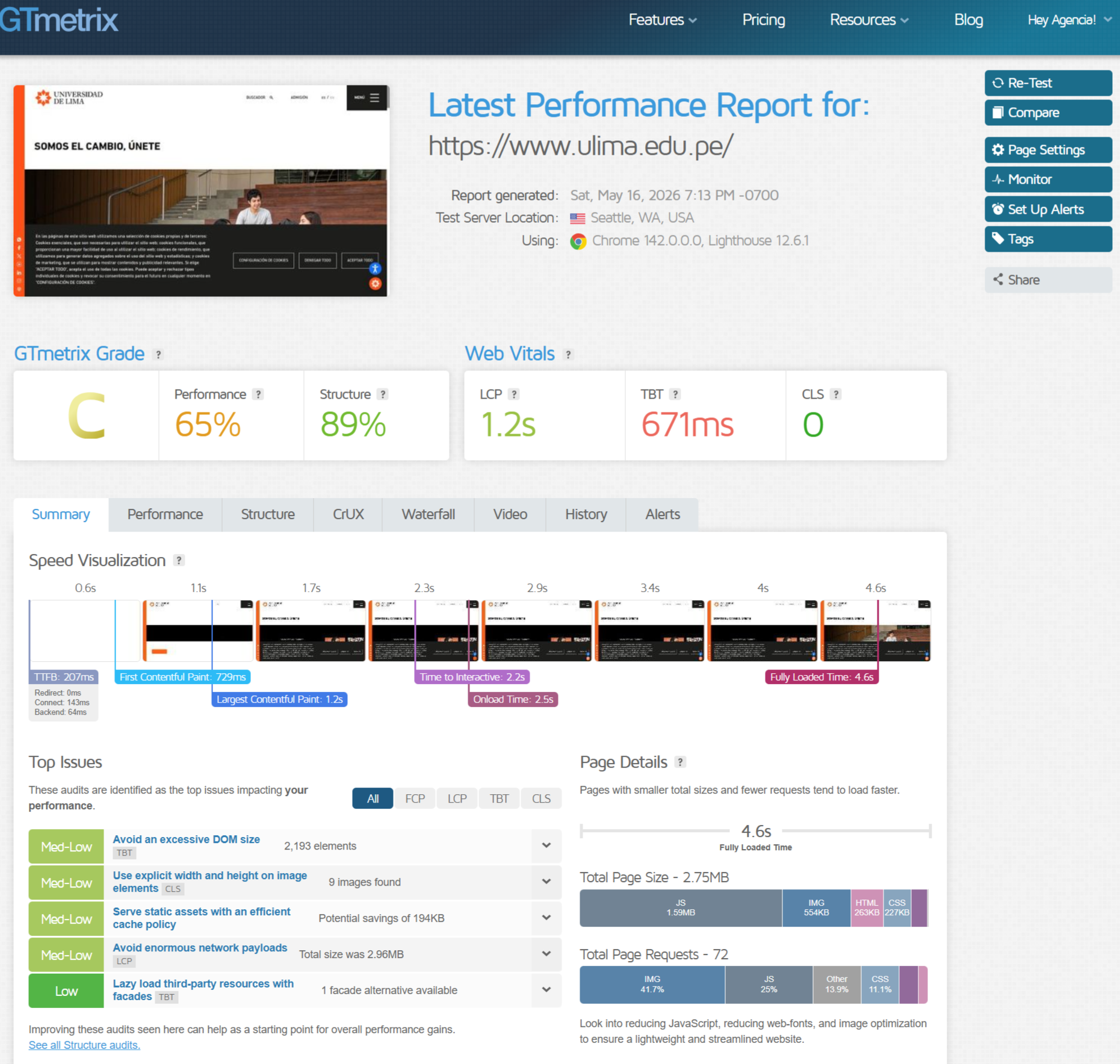 FireShot Capture 390 Latest Performance Report for https www.ulima .edu .pe GTmetrix | KOM Agencia Digital ✔️ PAGINAS WEB EN LIMA FireShot Capture 390 Latest Performance Report for https www.ulima .edu .pe GTmetrix Diseño de páginas web para empresas en Lima Perú