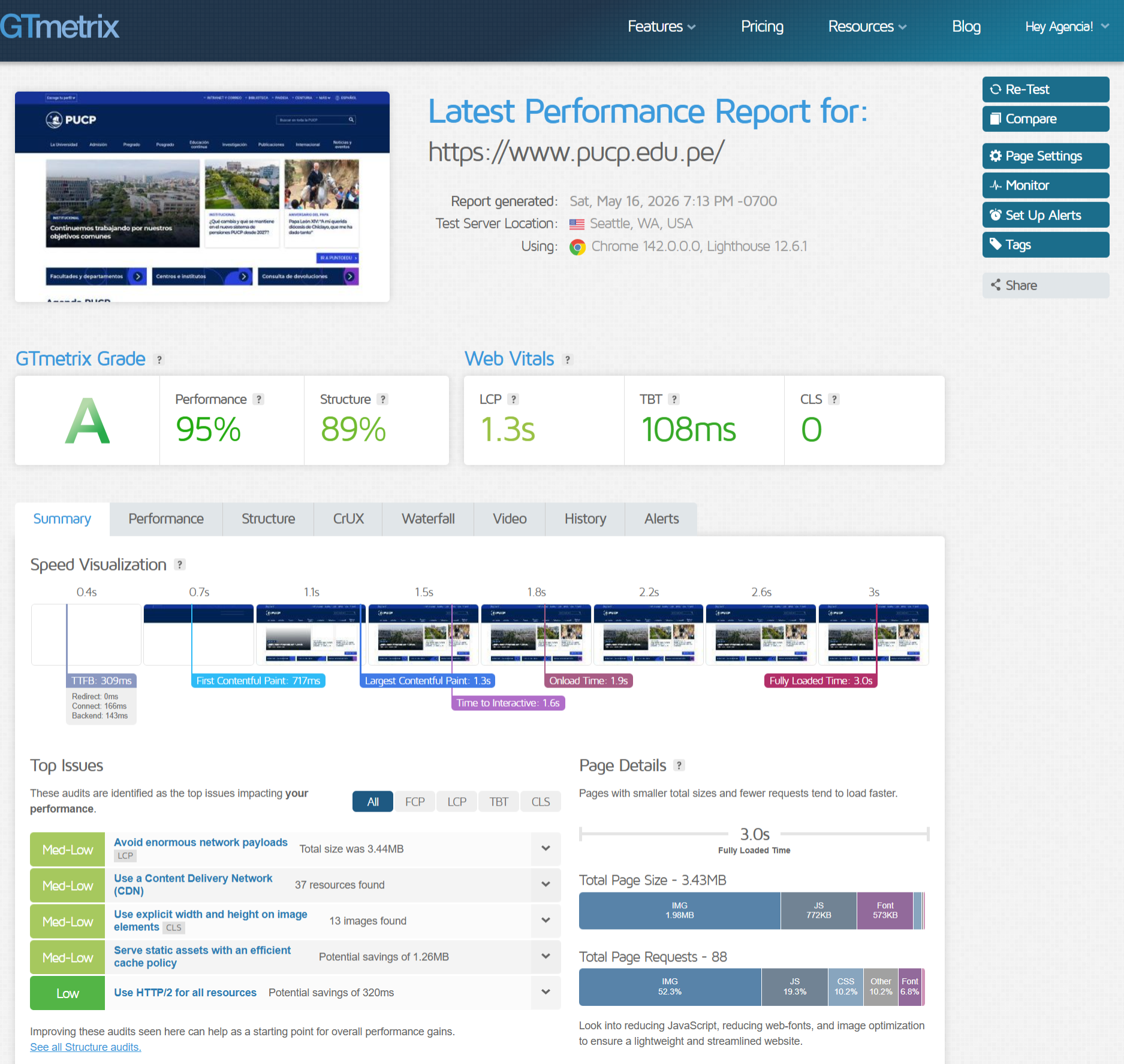 FireShot Capture 391 Latest Performance Report for https www.pucp .edu .pe GTmetrix | KOM Agencia Digital ✔️ PAGINAS WEB EN LIMA FireShot Capture 391 Latest Performance Report for https www.pucp .edu .pe GTmetrix Diseño de páginas web para empresas en Lima Perú