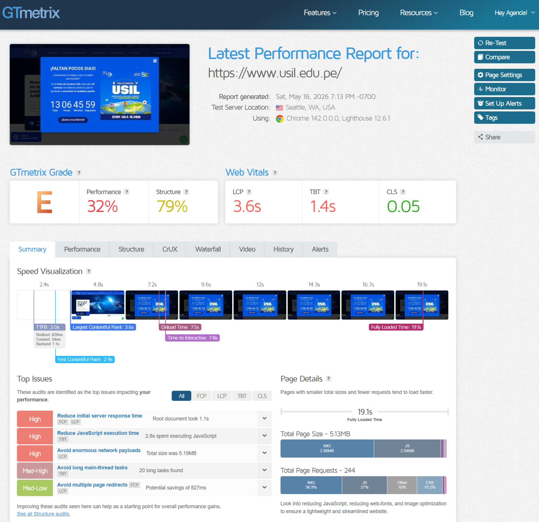 FireShot Capture 392 Latest Performance Report for https www.usil .edu .pe GTmetrix | KOM Agencia Digital ✔️ PAGINAS WEB EN LIMA FireShot Capture 392 Latest Performance Report for https www.usil .edu .pe GTmetrix Diseño de páginas web para empresas en Lima Perú