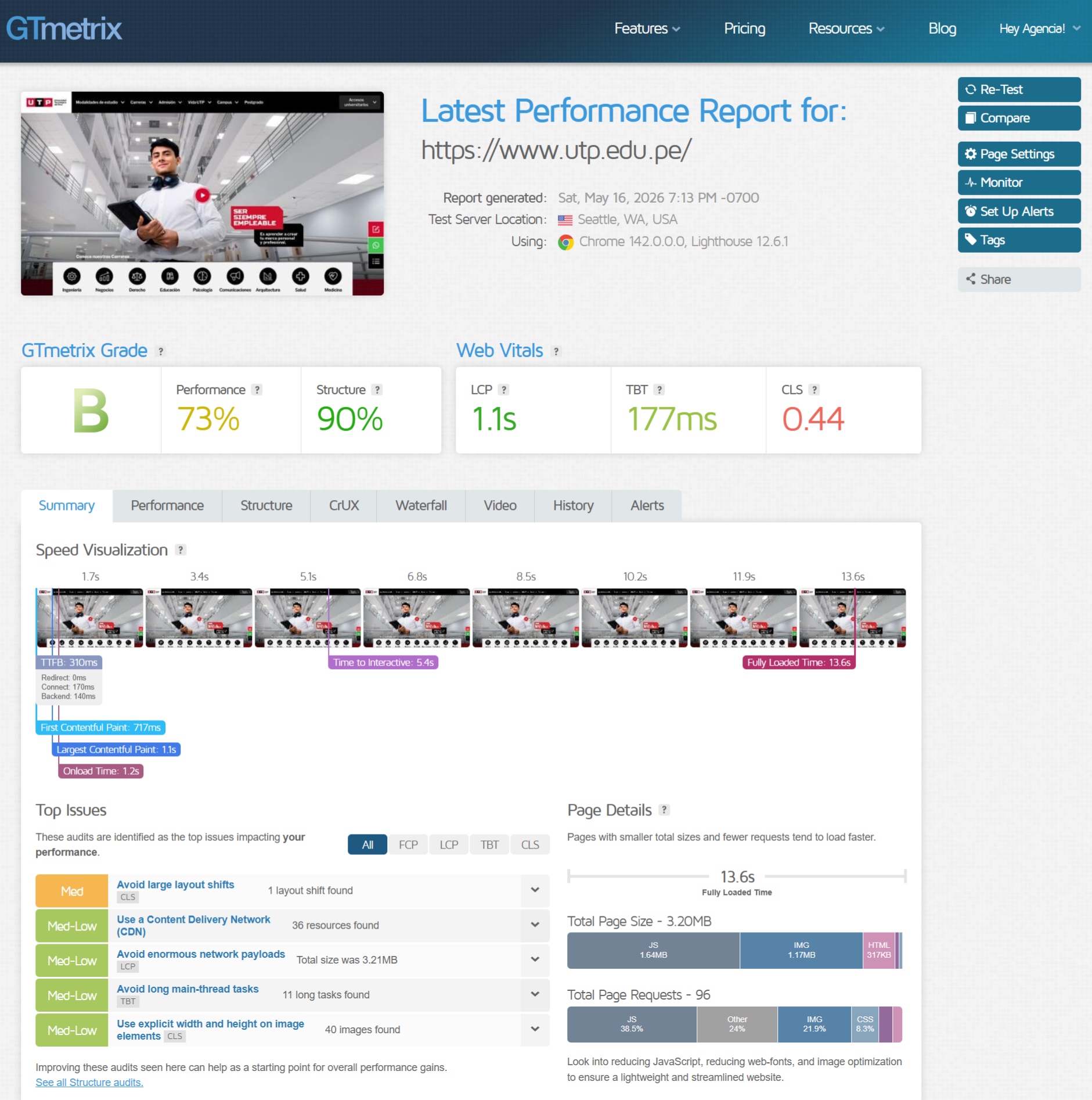 FireShot Capture 393 Latest Performance Report for https www.utp .edu .pe GTmetrix | KOM Agencia Digital ✔️ PAGINAS WEB EN LIMA FireShot Capture 393 Latest Performance Report for https www.utp .edu .pe GTmetrix Diseño de páginas web para empresas en Lima Perú