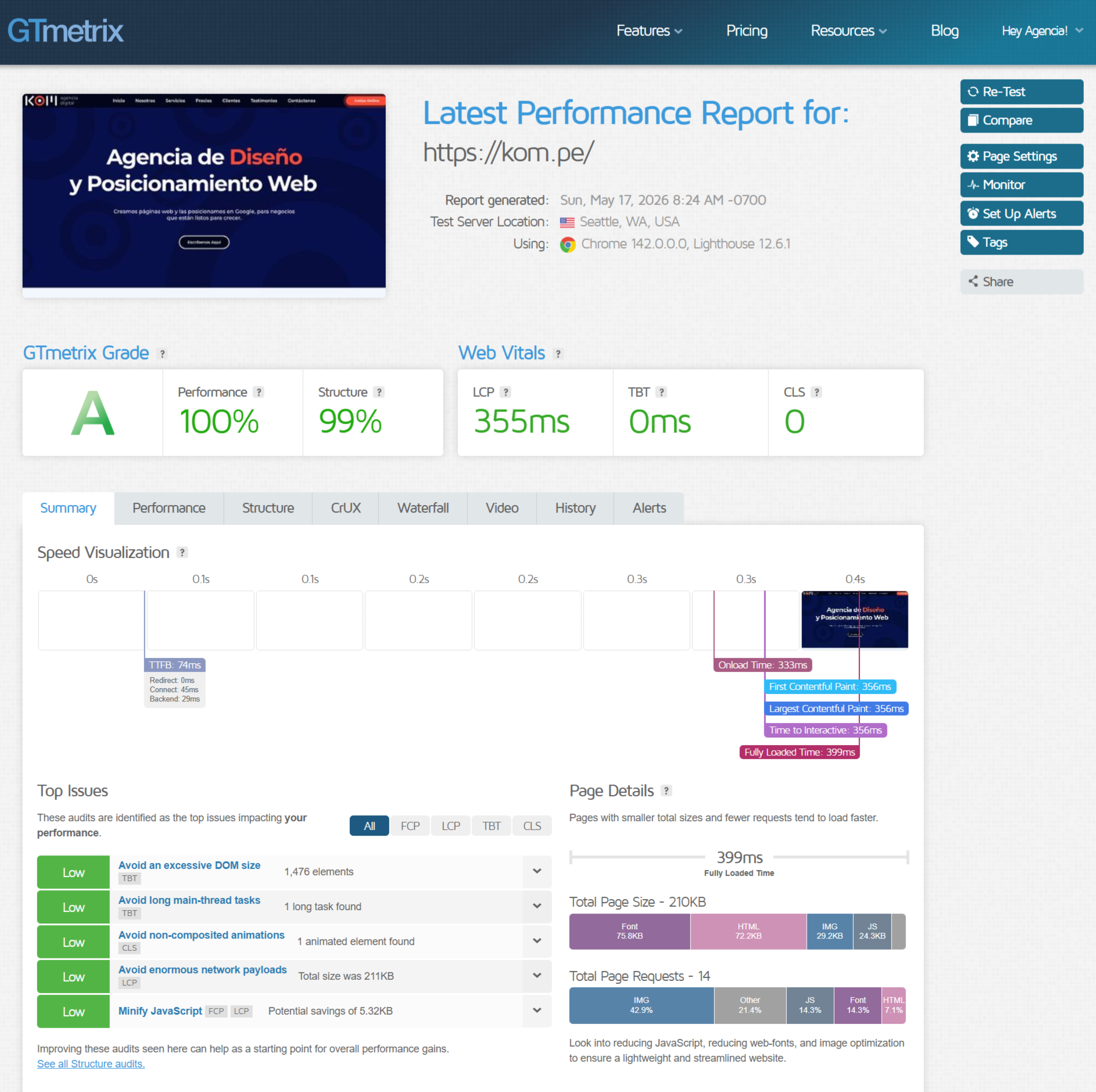 FireShot Capture 398 Latest Performance Report for https kom.pe GTmetrix | KOM Agencia Digital ✔️ PAGINAS WEB EN LIMA FireShot Capture 398 Latest Performance Report for https kom.pe GTmetrix Diseño de páginas web para empresas en Lima Perú