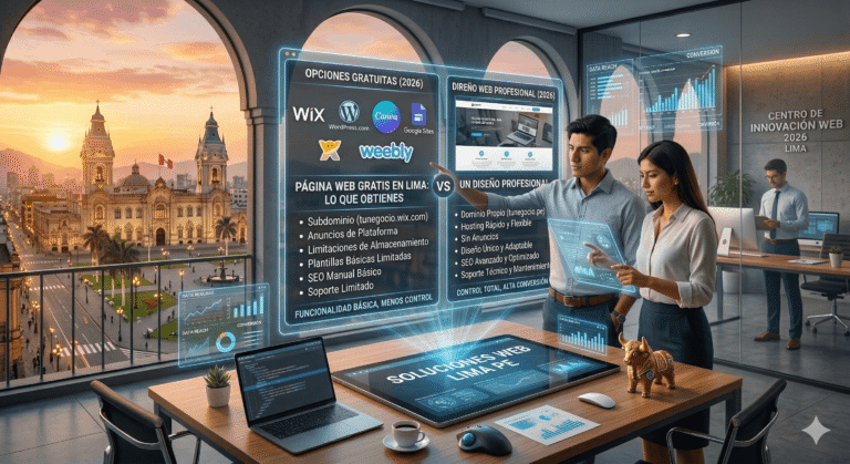 Página web gratis en Lima lo que obtienes con Wix, WordPress.com, Canva, Google Sites, Weebly vs un diseño profesional en el 2026