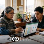 Una administradora y su asistente revisan en la laptop un Excel consolidado con Claude Code para no programadores en la oficina