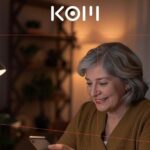 Mujer mayor sonriente realizando pago online con smartphone y tarjeta de crédito en ambiente cálido del hogar - KOM