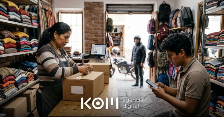 Dueña de una tienda peruana empaca un pedido de entrega rápida mientras su empleado atiende chats para competir con Temu
