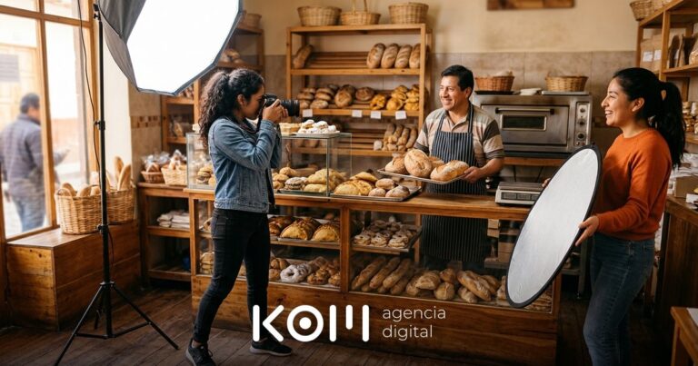 Fotógrafa retrata al dueño de una panadería tras el mostrador, una sesión que muestra el precio de la fotografía para página web (fotografía para página web precio)