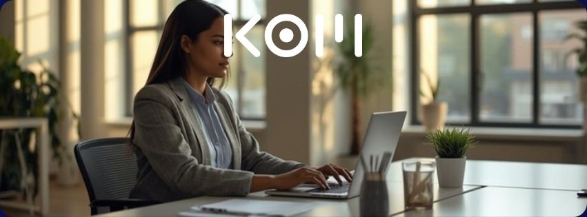 Profesional usando herramientas de inteligencia artificial para crear contenido en español - KOM