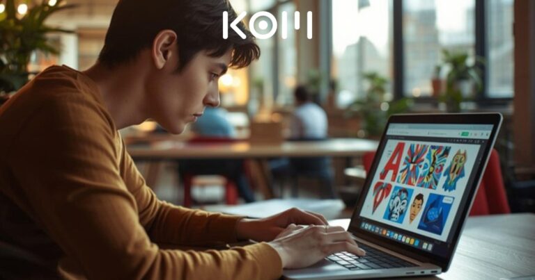 Joven profesional usando herramientas de inteligencia artificial para diseño y creatividad digital