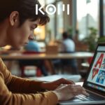 Joven profesional usando herramientas de inteligencia artificial para diseño y creatividad digital