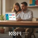 Padre e hija en Lima observan cómo un navegador con IA resume la página de una empresa en el panel lateral de la laptop