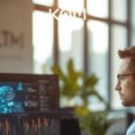 Profesional analizando herramientas de inteligencia artificial en pantalla - KOM