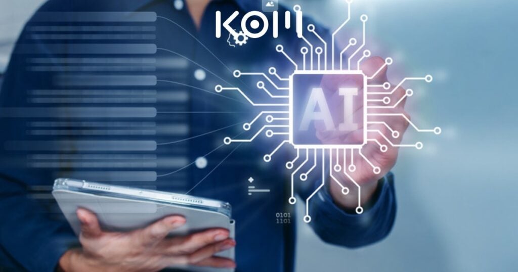 que es machine learning aprendizaje automatico kom 1 | KOM Agencia Digital PAGINAS WEB EN LIMA Profesional con tablet analizando datos con inteligencia artificial y machine learning en entorno empresarial