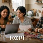 Dos emprendedoras revisan en la laptop cómo registrar marca en Indecopi antes de comprar el dominio de su tienda de ropa (registrar marca indecopi)