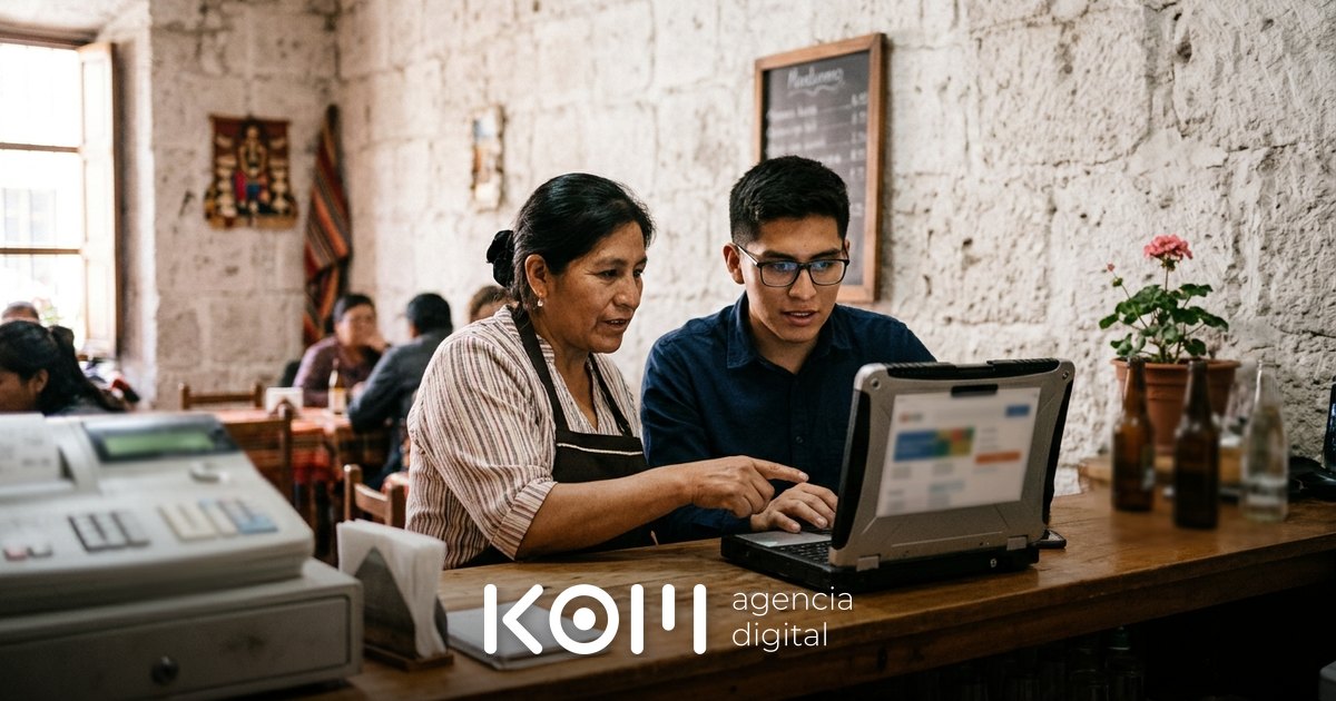 Dueña de un restaurante de Arequipa revisa con un consultor el schema local business con horarios y precios de su negocio