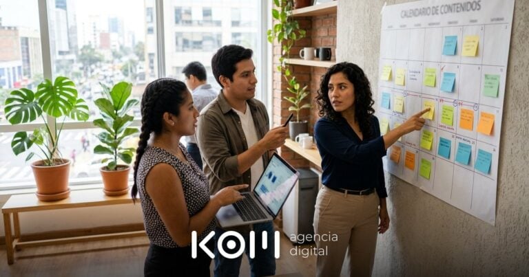 Equipo de marketing organiza en un calendario de pared las tendencias estacionales de Perú para planificar su contenido (tendencias estacionales perú)