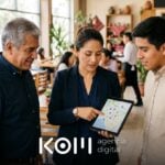 Gerente regional y dos administradores revisan en una tablet el SEO multilocal de las sedes de su cadena de restaurantes