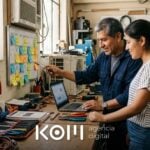 Dueño de un taller de Piura y su hija planifican en un calendario las tareas de SEO de su web nueva para los primeros meses (seo web nueva)