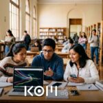 Estudiantes universitarios usan un asistente de IA en la biblioteca, reflejo del uso de inteligencia artificial en Perú según estadísticas (uso de inteligencia artificial en perú estadísticas)