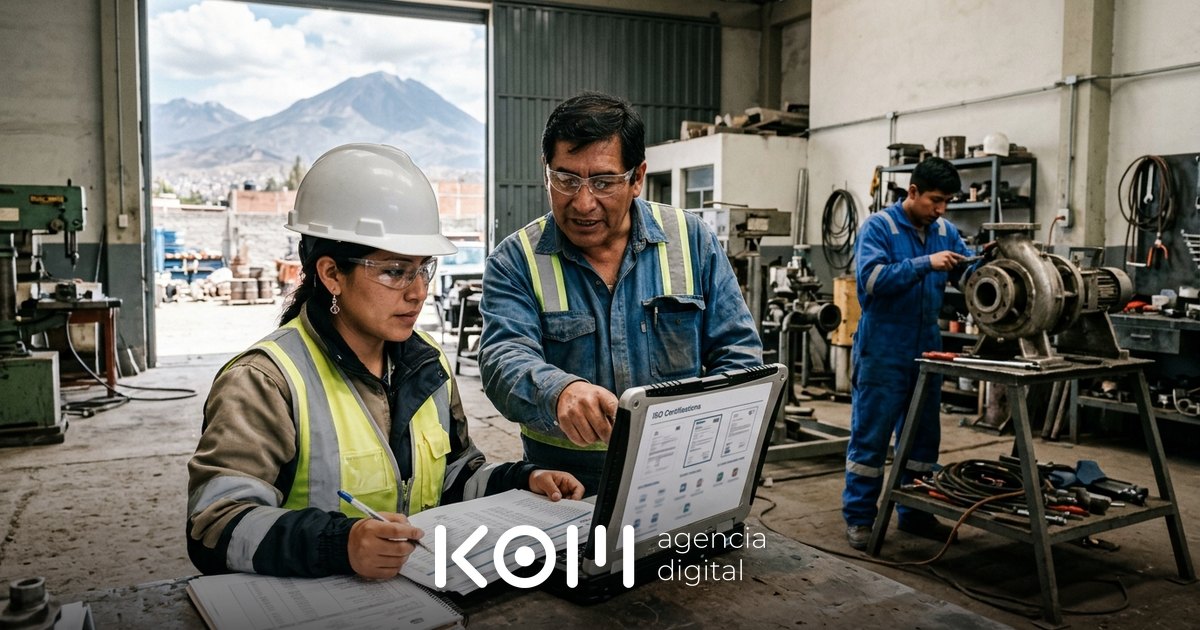 Ingeniera de compras revisa en una laptop las certificaciones de un taller durante la homologación de proveedores de minería en Arequipa (homologación de proveedores minería)